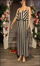 Womens long dress size small black white Stripped