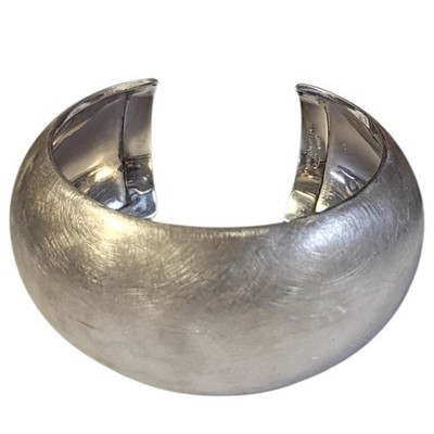 Adami And Martucci Italy Sterling Silver Brushed Cuff Bracelet 