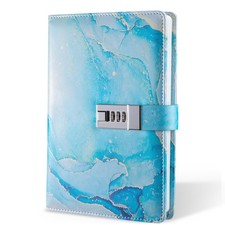 Diary with Lock, A5 Lockable Journal, PU Leather 8.6 5.9 inches, Sky Blue