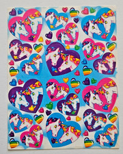 VTG Lisa Frank Sticker Sheet Complete Rare  S168 Unicorns and Hearts