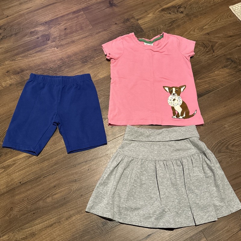 3 Piece Set - Hanna Anderson Girls Biker short, skirt, and top US 6/7 120
