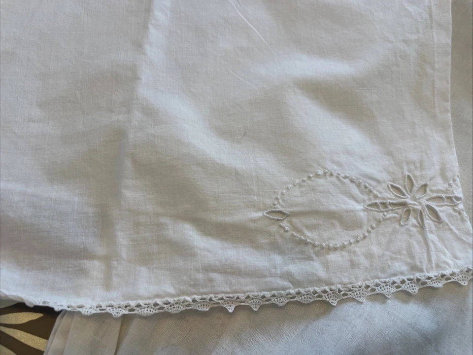 Culotte Et Panty de femme ancien En coton blanc, Broderies - Photo 4/4