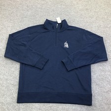 Nautica Sweatshirt Mens Medium Blue 1/4 Zip Mock Neck Fleece Pullover Sailboat