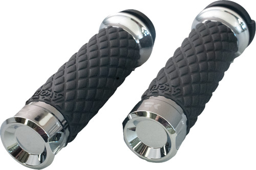 KHROME WERKS Klassic Diamond Chrome Grips for 1" Bars - Part 500305