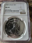 1989 $1 American Silver Eagle NGC MS69 Brown Label