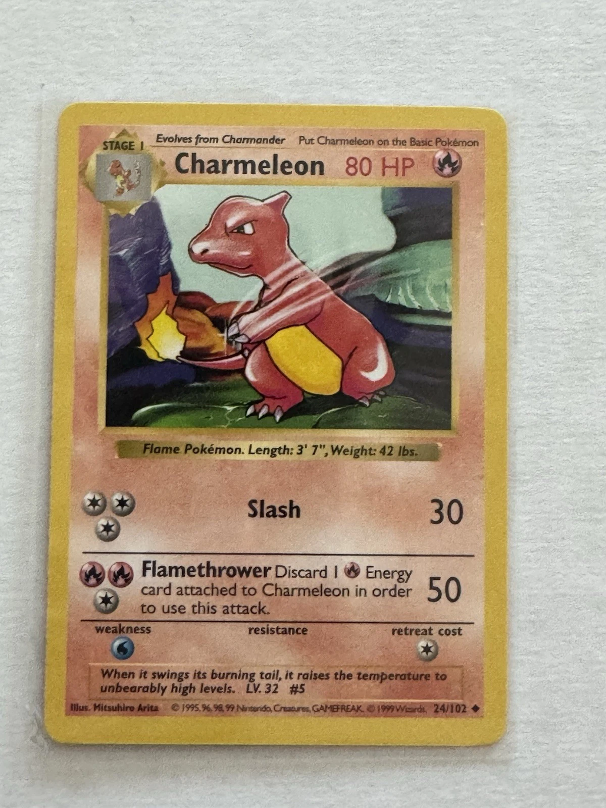 Pokemon Base Set Shadowless Charmeleon 24/102 Non Holo MP