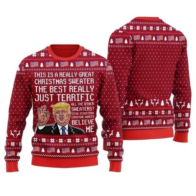 Trump Ugly Christmas Sweater, Merry Christmas Great Again, Trump Xmas Sweater