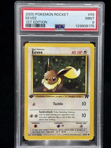 Eevee #55 1st Edition Team Rocket 2000 Pokémon PSA 9 ✨