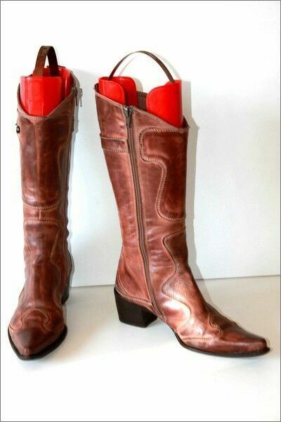 Bottes Pointues En Cuir Marron SPIRAL - Taille 38, Occasion Bon état, Fabriqué En Espagne