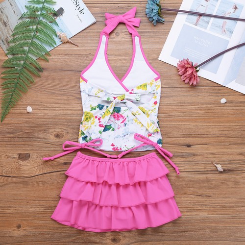 Kids Girls Kids Two Piece Bikini Swimwear Swimsuit Bathing Suit Bathers Swimmer - Foto 17 di 35