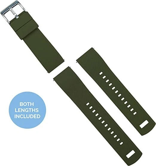 BARTON Elite Silicone Watch Bands Quick Release 22mm Army Green/ Black  Bottom