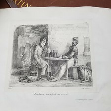 Lithographia CHARLET scena di taverna Napoleone divise MILITARIA 1830
