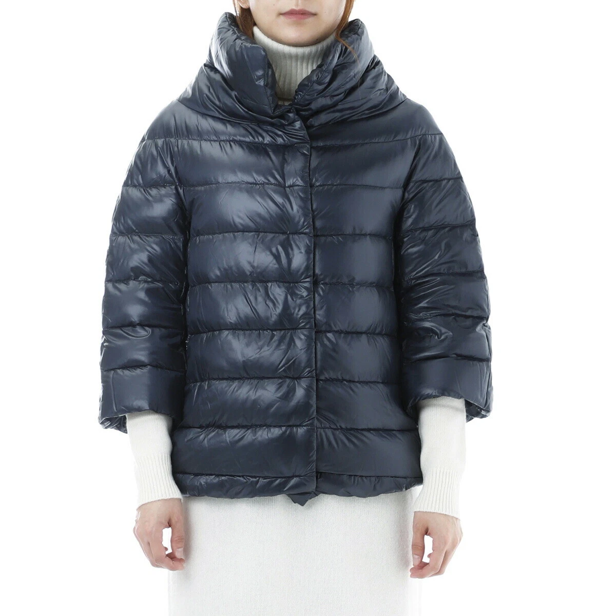 HERNO Down Jacket ICONICO AMINTA 3 4 Sleeve Blunavy Black Size 38