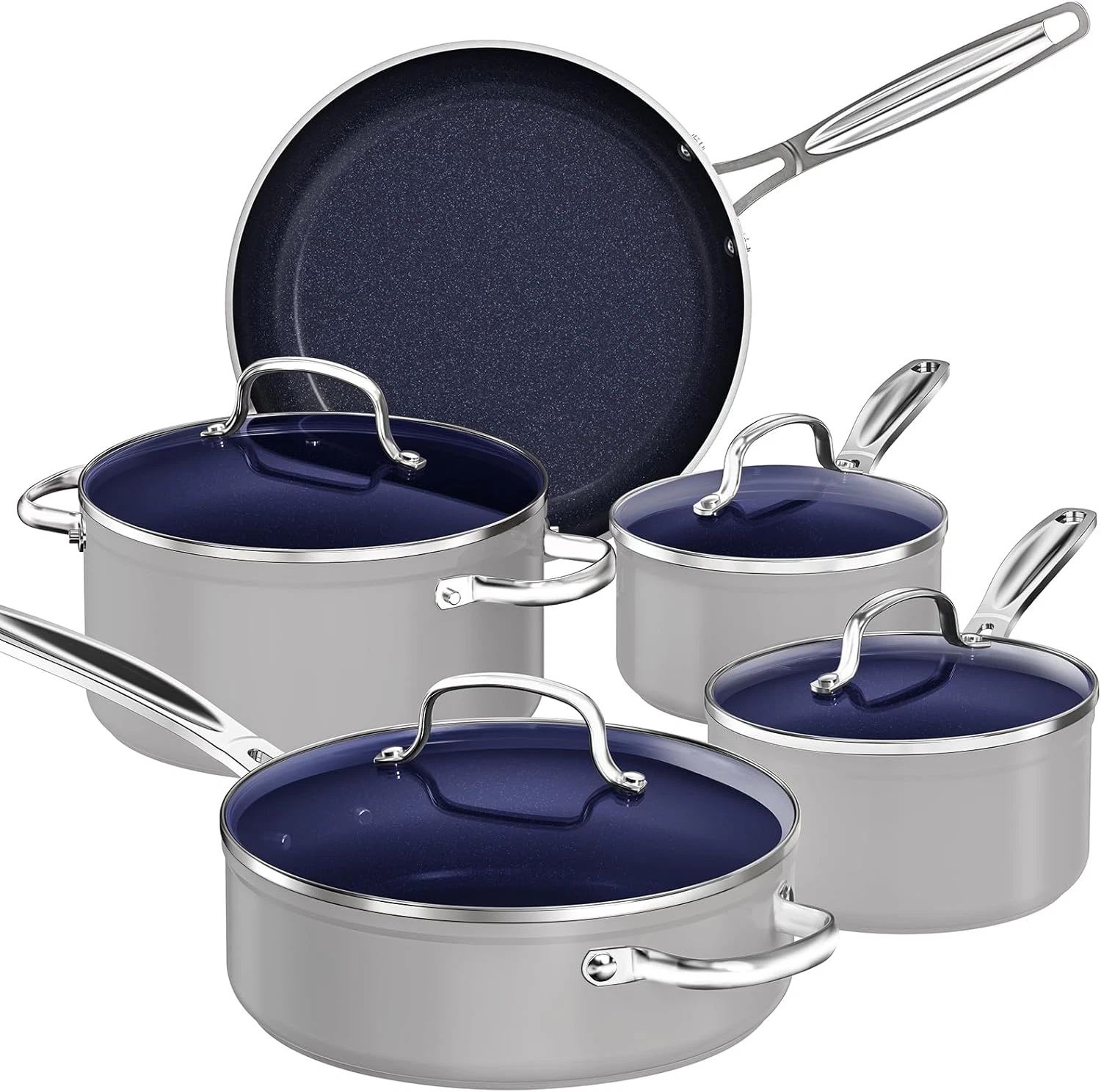 9Pc Duralon Blue Ceramic Nonstick Cookware Set - PFAS Free & Oven Safe