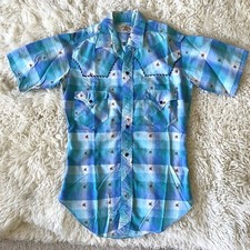 Vintage 60s Texson Western Cowboy Pearl Snap Button Kids Boys Girls Shirt 10