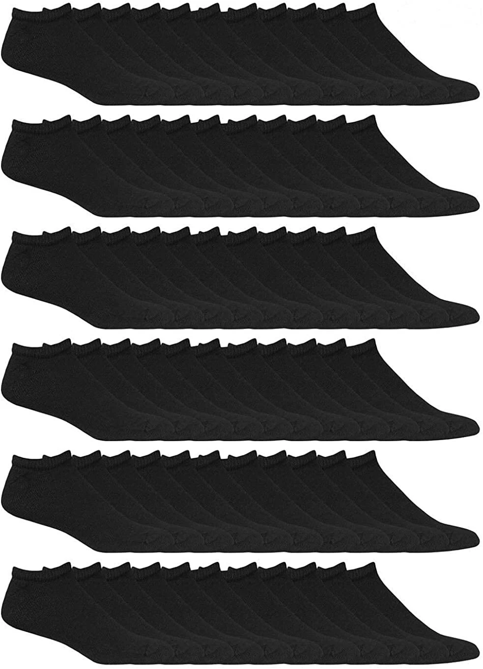 72 Units Women's No-Show Cotton Ankle Socks Size 9-11 Black - Mens Ankle Sock