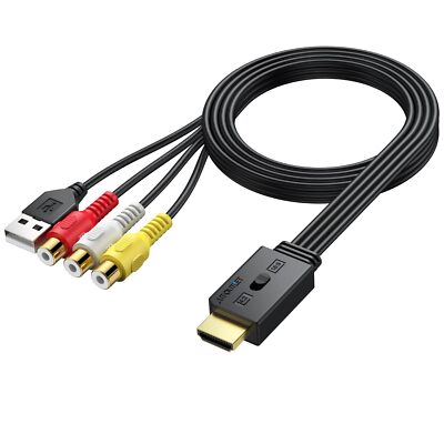 RCA auf HDMI Konverter 1080P AV zu HDMI Adapter unterstützt 169/43 Konvertier...