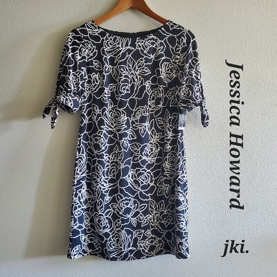 jessica howard short sleeve floral midi fit flare dress Maroon Fitted Sweater Dress S