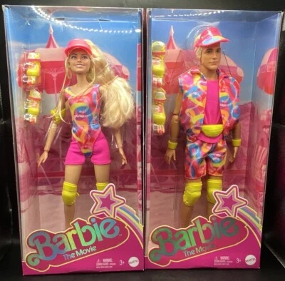Barbie The Movie Neon Inline Roller Skating Outfit Barbie & Ken Dolls Set NEW