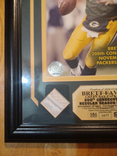 Highland Mint BRETT FAVRE 200TH START PRINT w/ GAME USED PANTS COIN /1000 COA - Picture 3 of 6