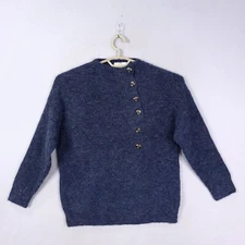 FRNCH Sweater Womens S/M Blue Knit Pullover La Maille Paris Ladies Outdoors