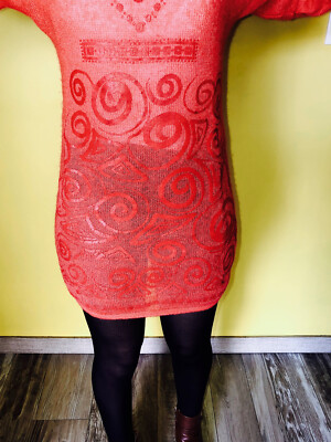 Robe D'hiver En Mohair Orange Saumon LOUISE DELLA - Taille 2 (M) - Occasion Très Bon état