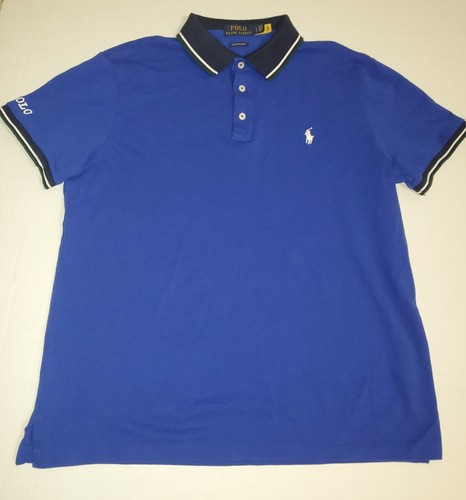 ☆Polo Ralph Lauren☆Men's Sz. Large● MESH CUSTOM SLIM FIT●Short Sleeves●NAVY BLUE