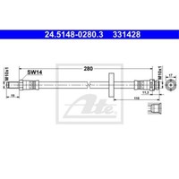 ATE Bremsschlauch Bremsleitung Hinten FüR Ford Mondeo III Turnier 24.5148-0280.3