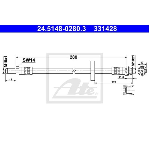 ATE Bremsschlauch Bremsleitung Hinten FüR Ford Mondeo III Turnier 24.5148-0280.3-image