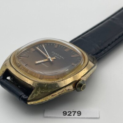 PROJECT TO FIX CARDINAL GRADUATED DIAL GOLD MANUAL WIND CUSHION MENS WATCH 9279