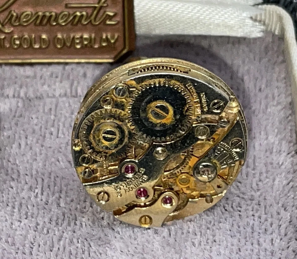 Vintage Krementz Faux Pocket Watch Works Cuff Links - Image 4 of 4