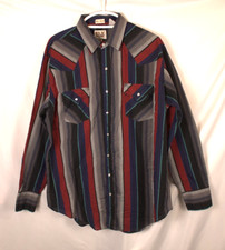 ELY CATTLEMAN Shirt Men's 17.5x37 Multicolor Western striped Pearl Snap vintage