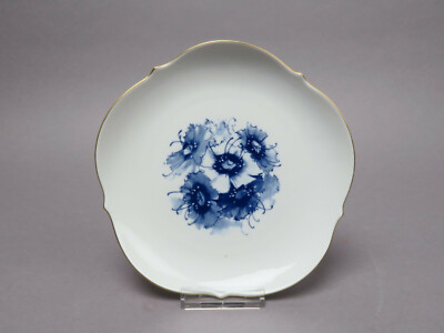 Meissen Wandteller Blaue Blume Aquatina Goldrand Modl 23501 ca 18,5 cm Ø