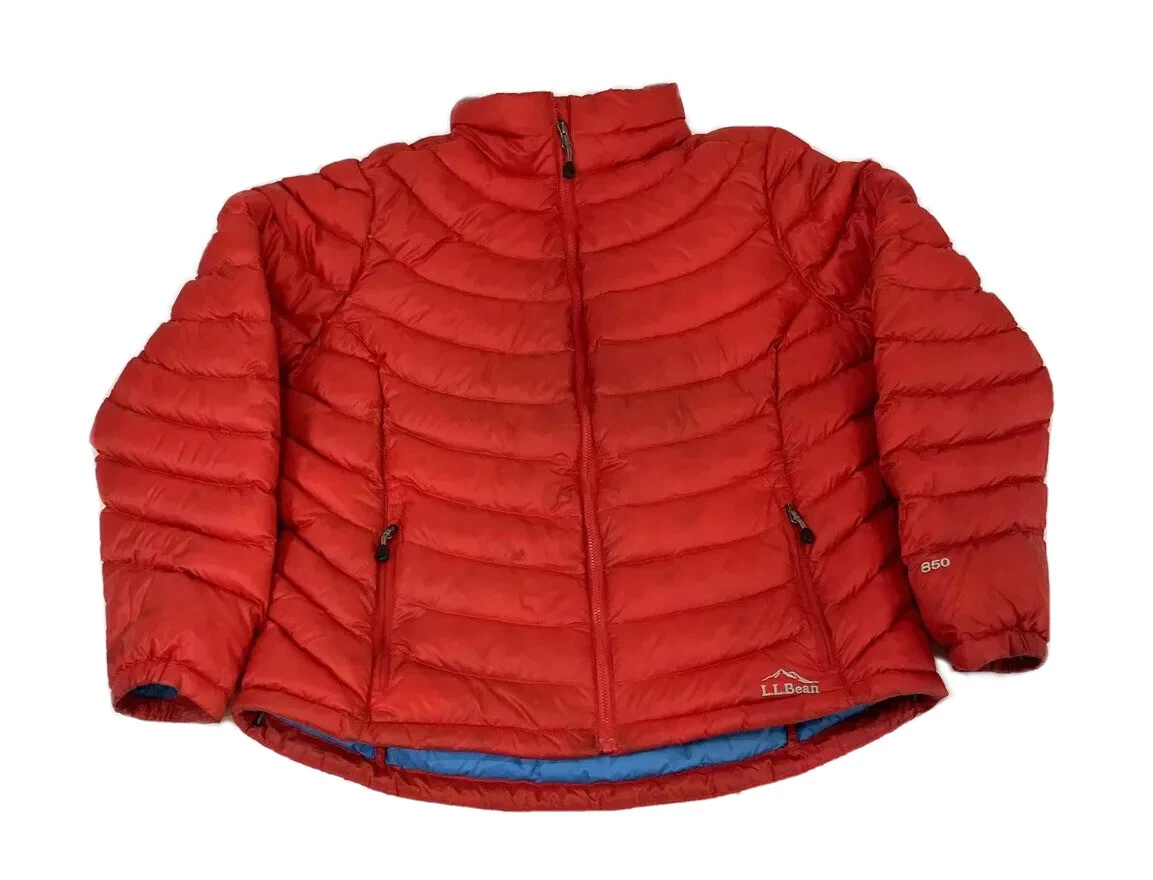 Women s LL Bean 850 Ultralight Down Jacket DownTek Size XL Orange