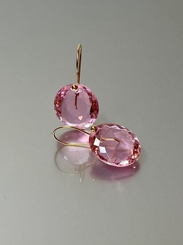 14k Pink Topaz Earrings 925 Sterling Silver Pink Oval Dangle Earrings For Her - 第 42/83 張圖片