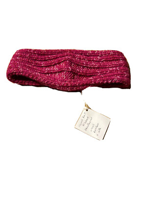 Women s Hand Knit fuchsia Pink Headband Ear Warmer Wool Bamboo Silk