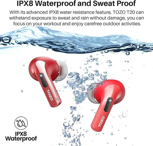 TOZO T20 Wireless Earbuds Bluetooth Headphones 48.5H Playtime IPX8 Waterproof - Picture 7 of 7