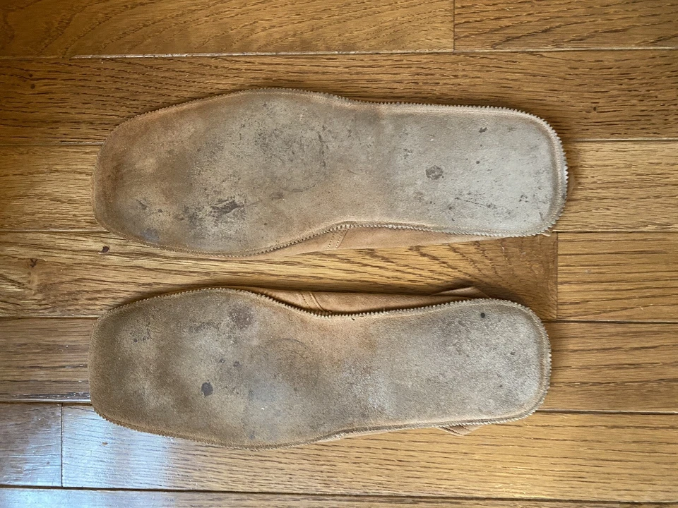 Zapatillas de viaje Orvis de cuero/gamuza vintage raras para hombre. 10,5 pulgadas de largo (C3) Foto 2 de 3