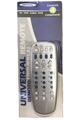 Universal Remote Control 4 Components Major Brands TV VCR CABLE DVD Digital