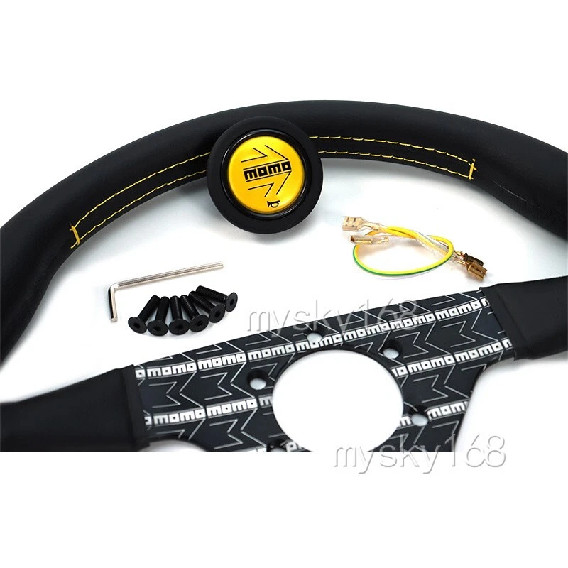 MOMO Doodle Style Flat bracket Sport Racing leather Steering Wheel 14' 340mm - Image 3 of 4