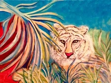Original Painting Offered By Artist.."Tropical Tiger"  12x16"