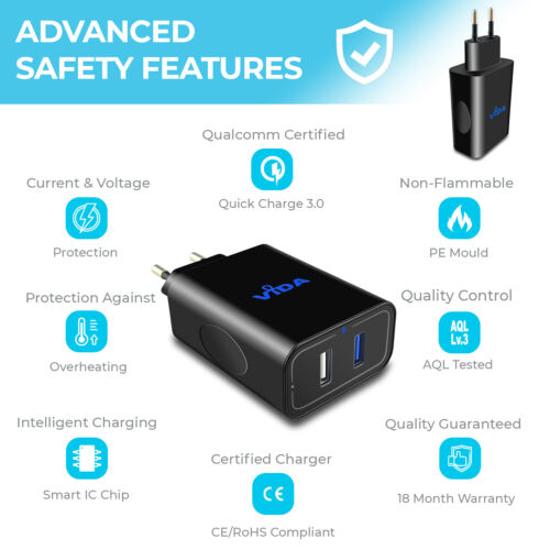 30W Ricarica Rapida Caricatore da Parete Muro USB Doppia Porta Quick Charge 3.0 - Foto 9 di 9