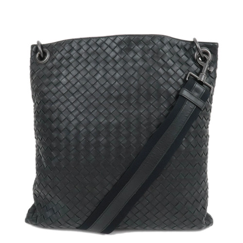 BOTTEGA VENETA Intrecciato Leather Shoulder Bag Black 161623 Authentic