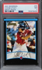 2001 Bowman Draft Picks Chase Utley Future HOF ROOKIE RC #69 PSA 7 NM