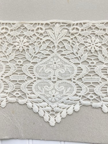 Off White Hearted Cotton Border Crochet Trim for Sewing/Crafts/Bridal/6.5" Wide - Picture 2 of 18