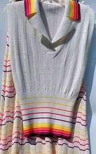 VTG 70s Gianni Ferri Banff Knit Maxi Skirt Suit Set Chevron Stripe Polo Top M