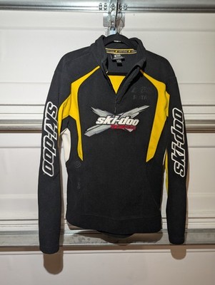 Vintage BRP Ski-Doo Team Men's Quarter Zip Fleece Sweater Yellow Black Size M