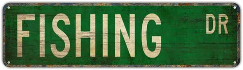 Metal Tin Sign FISHING DR Vintage Sign Retro Metal Signs Fishing Dr Street Sign