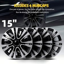 15 Inch Hubcaps Set of 4 R15 Snap On Wheel Covers Universal Car Truck SUV ABS