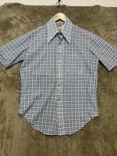 Montgomery Ward Shirt Men's 15 Multi Plaid No-Iron Short Sleeve Vintage